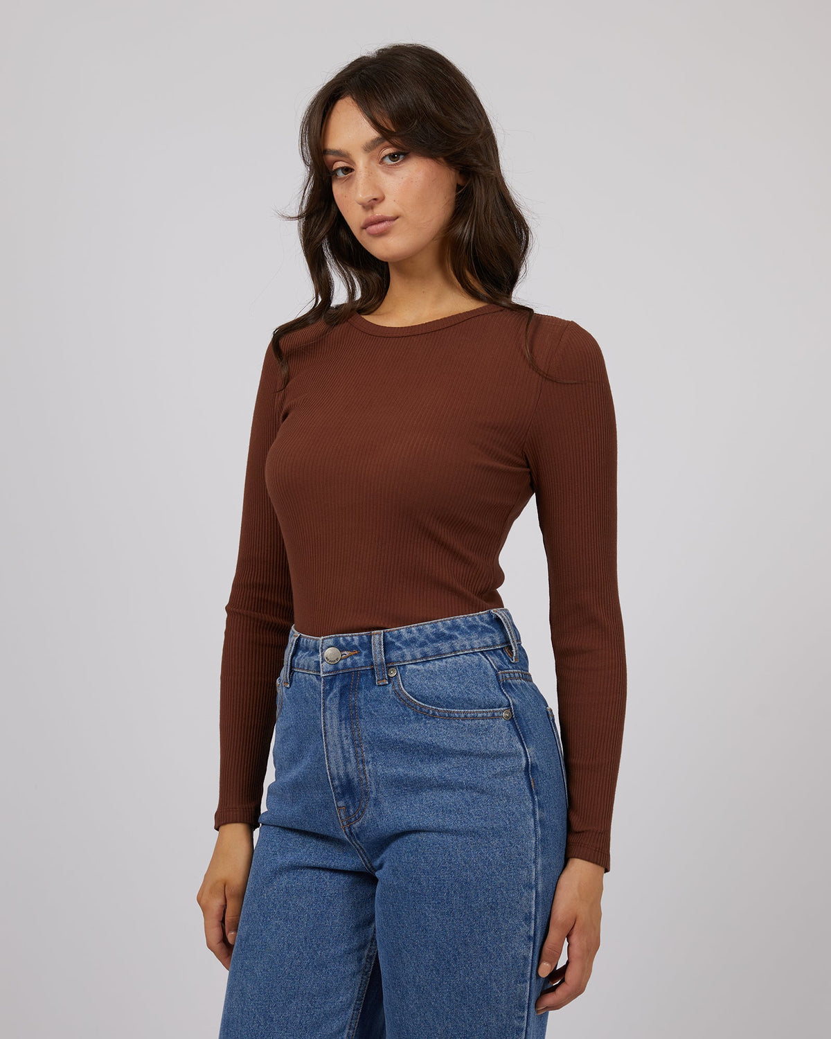 All About Eve-Eve Rib Baby Long Sleeve Tee Brown-Edge Clothing