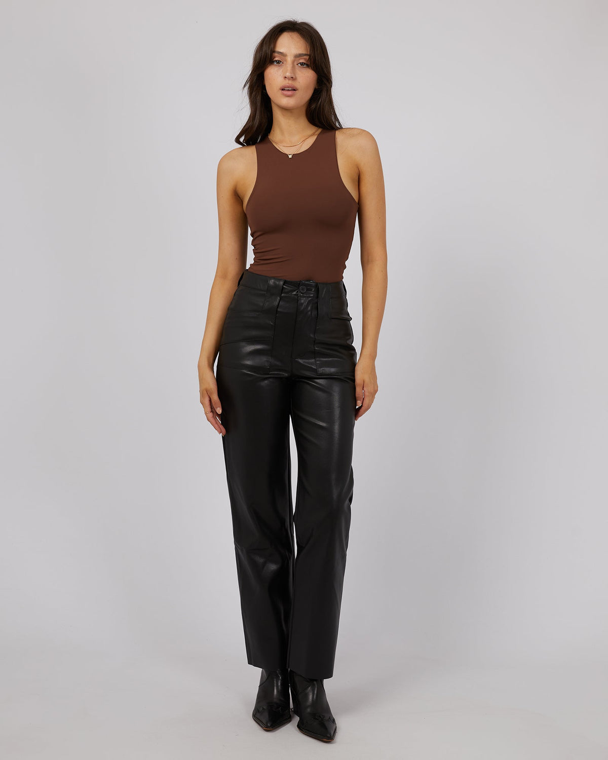 All About Eve-Eve Staple Bodysuit Brown-Edge Clothing