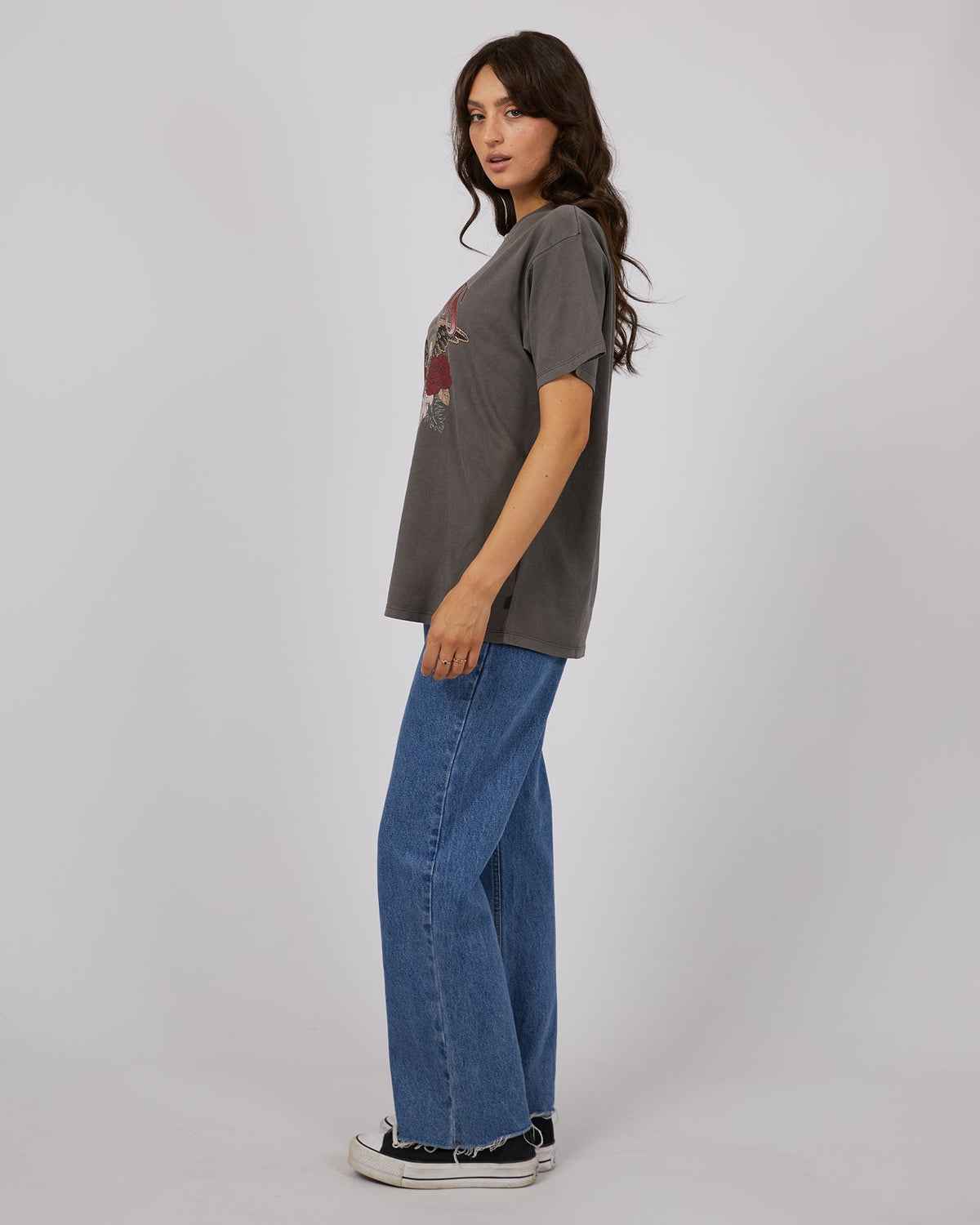 All About Eve-Fearless Oversized Tee Charcoal-Edge Clothing