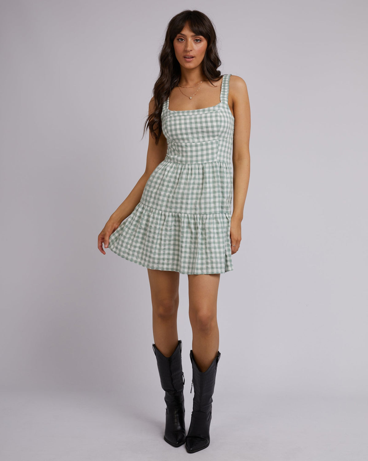All About Eve-Frankie Mini Dress Sage-Edge Clothing
