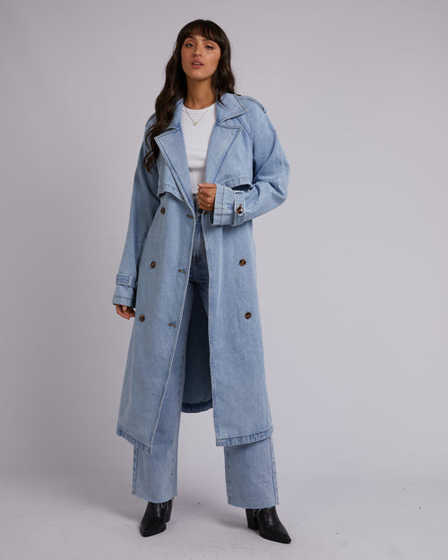 All About Eve-Rio Trench Coat Light Blue-Edge Clothing