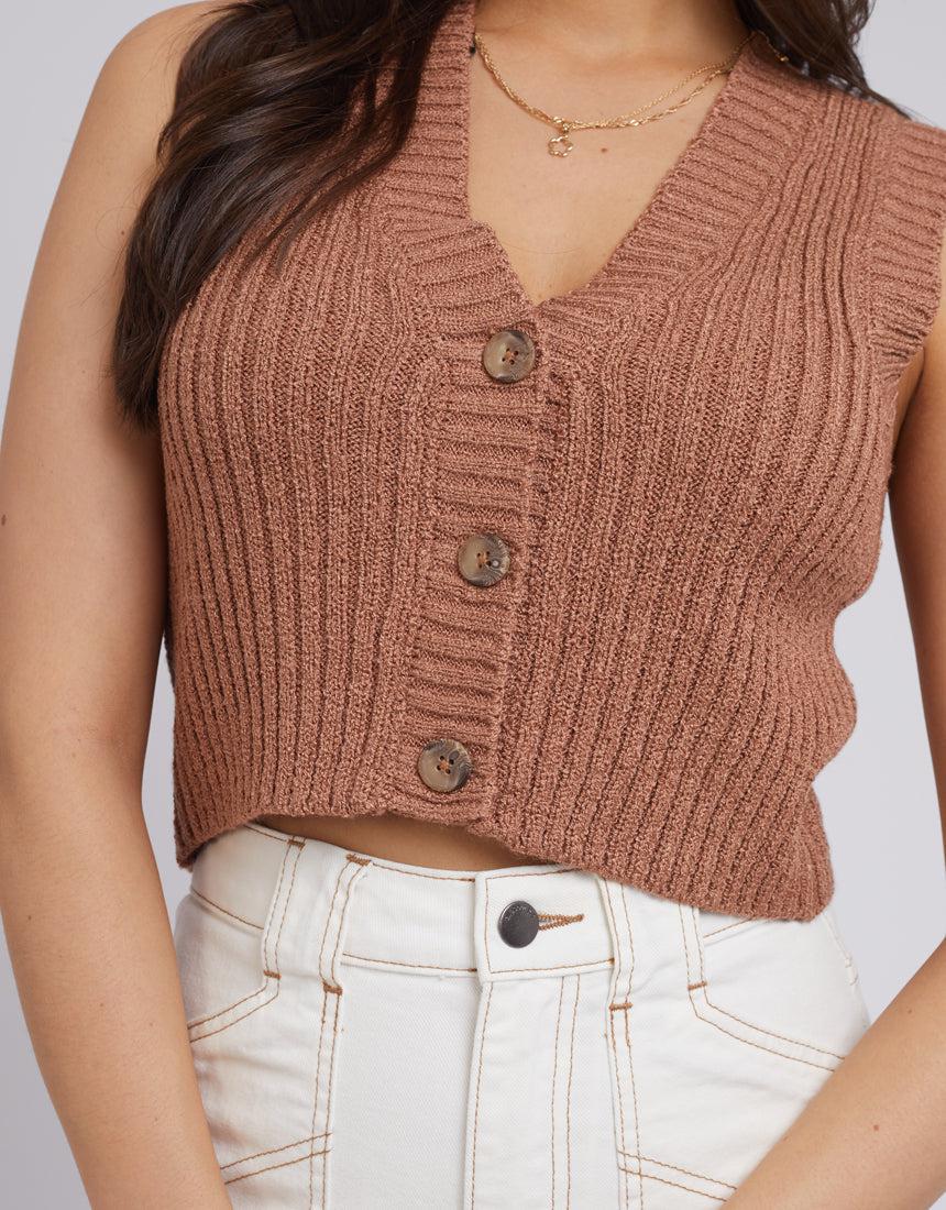 All About Eve-Tilly Knit Vest Tan-Edge Clothing