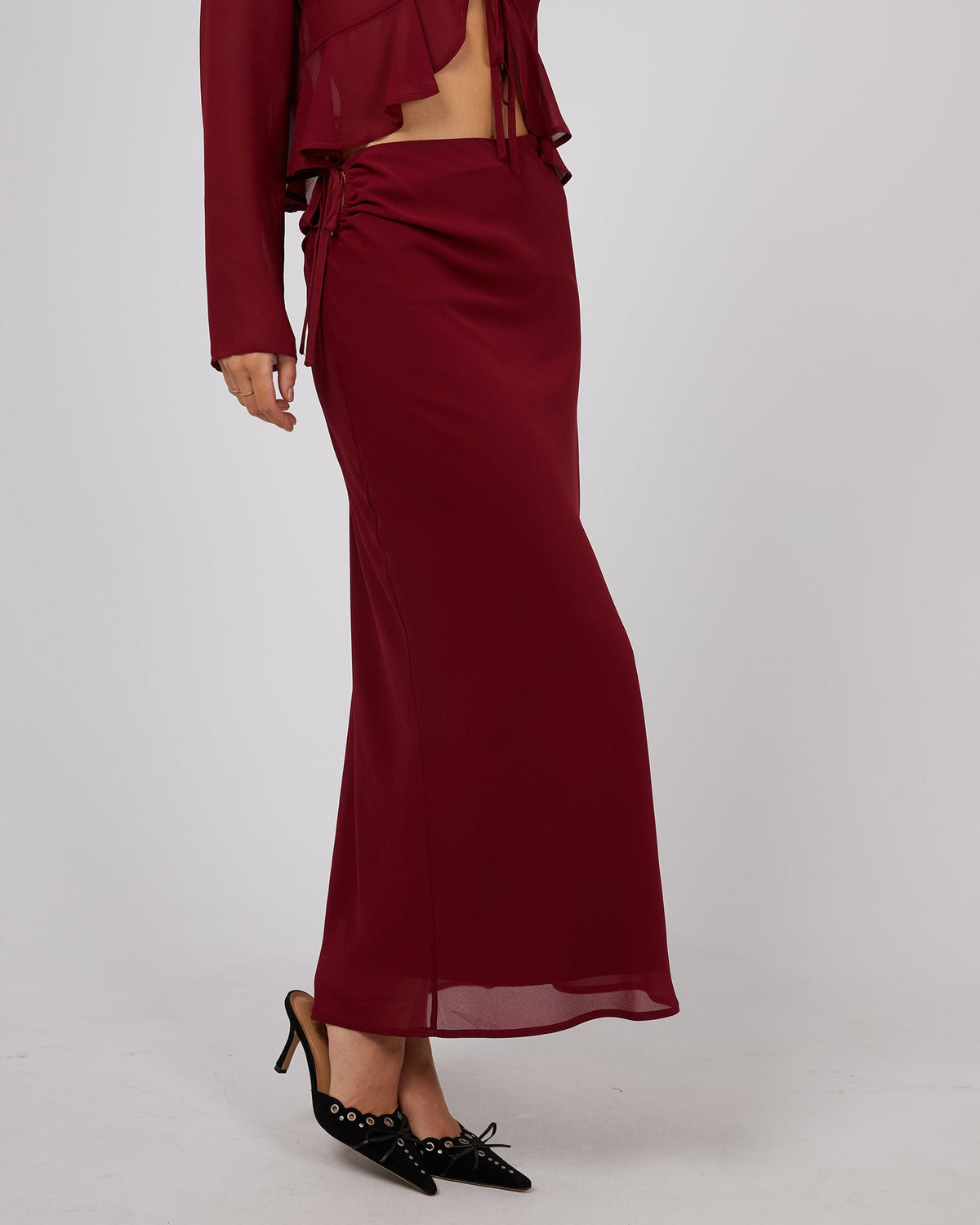 Jorge-Nakita Maxi Skirt Burgundy-Edge Clothing