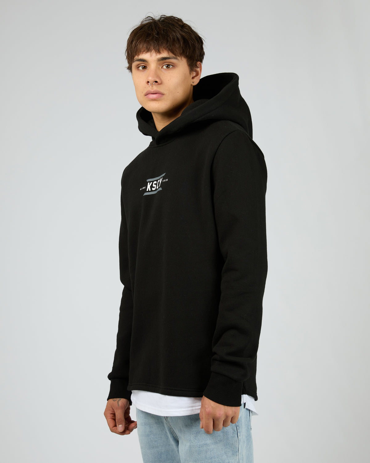 Beneath Layered Hoodie Black