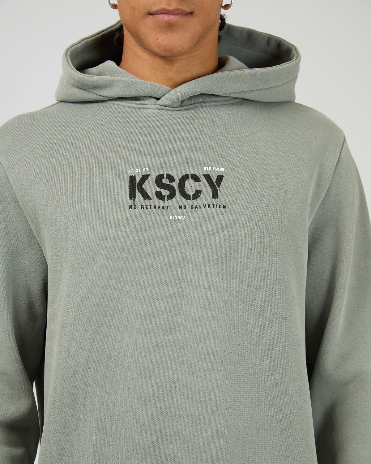 Reverence Dual Curved Hoodie Neutral Grey