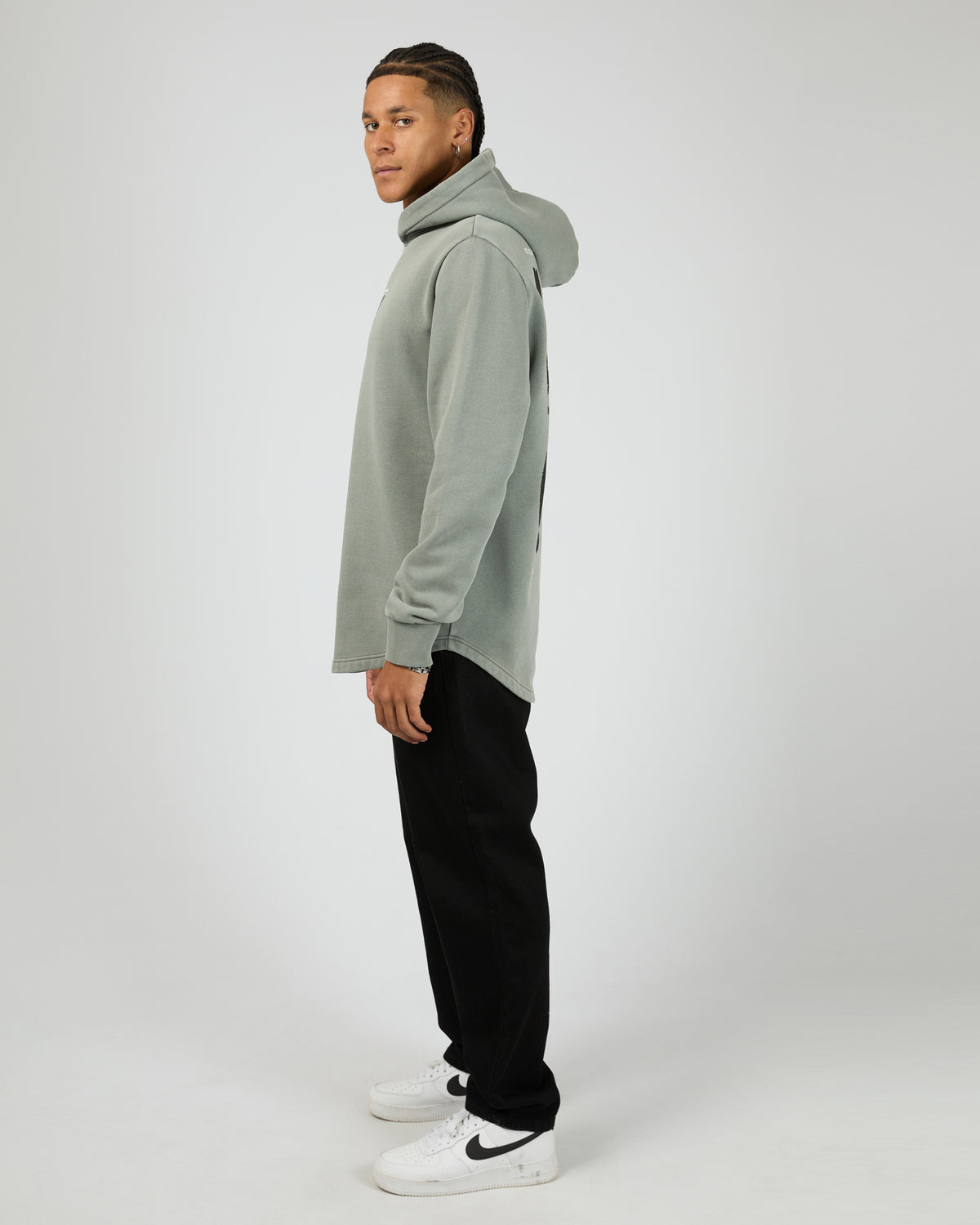 Reverence Dual Curved Hoodie Neutral Grey