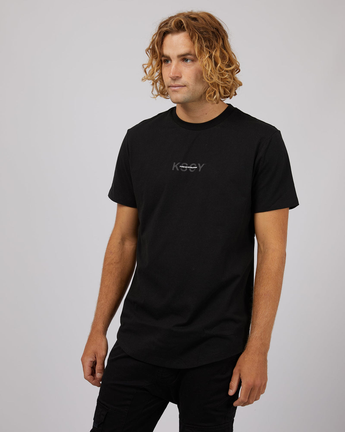Kiss Chacey-Tustin Dual Curved Tee Jet Black-Edge Clothing