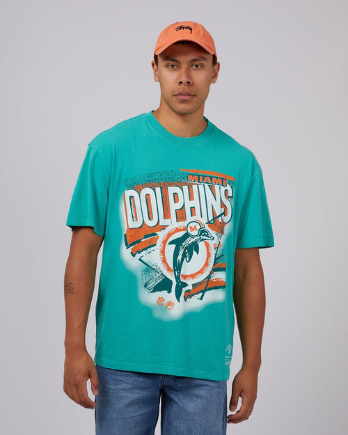 Mitchell & Ness-Abstract Tee Dolphins Teal-Edge Clothing