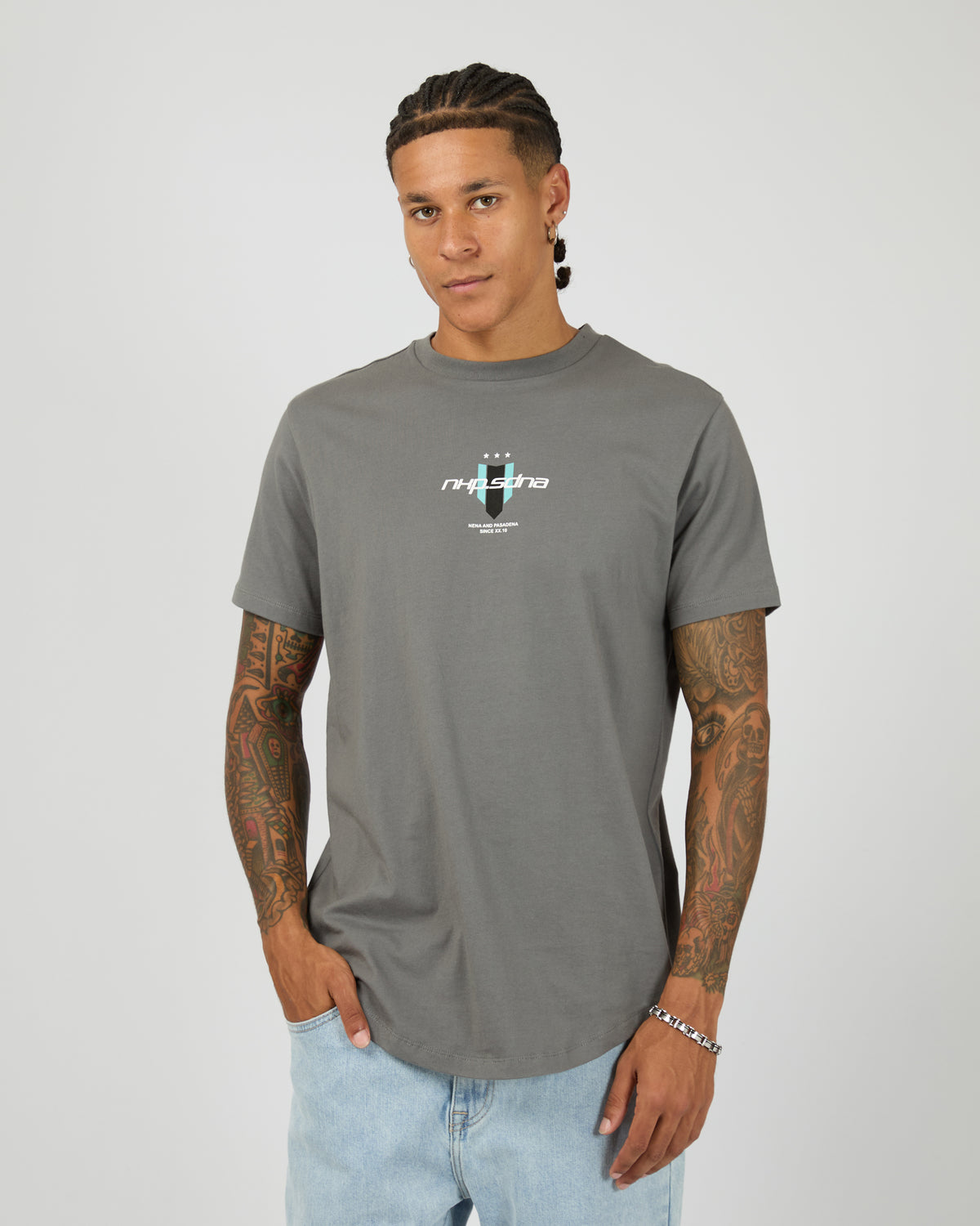 Central Dual Curved Tee Charcoal