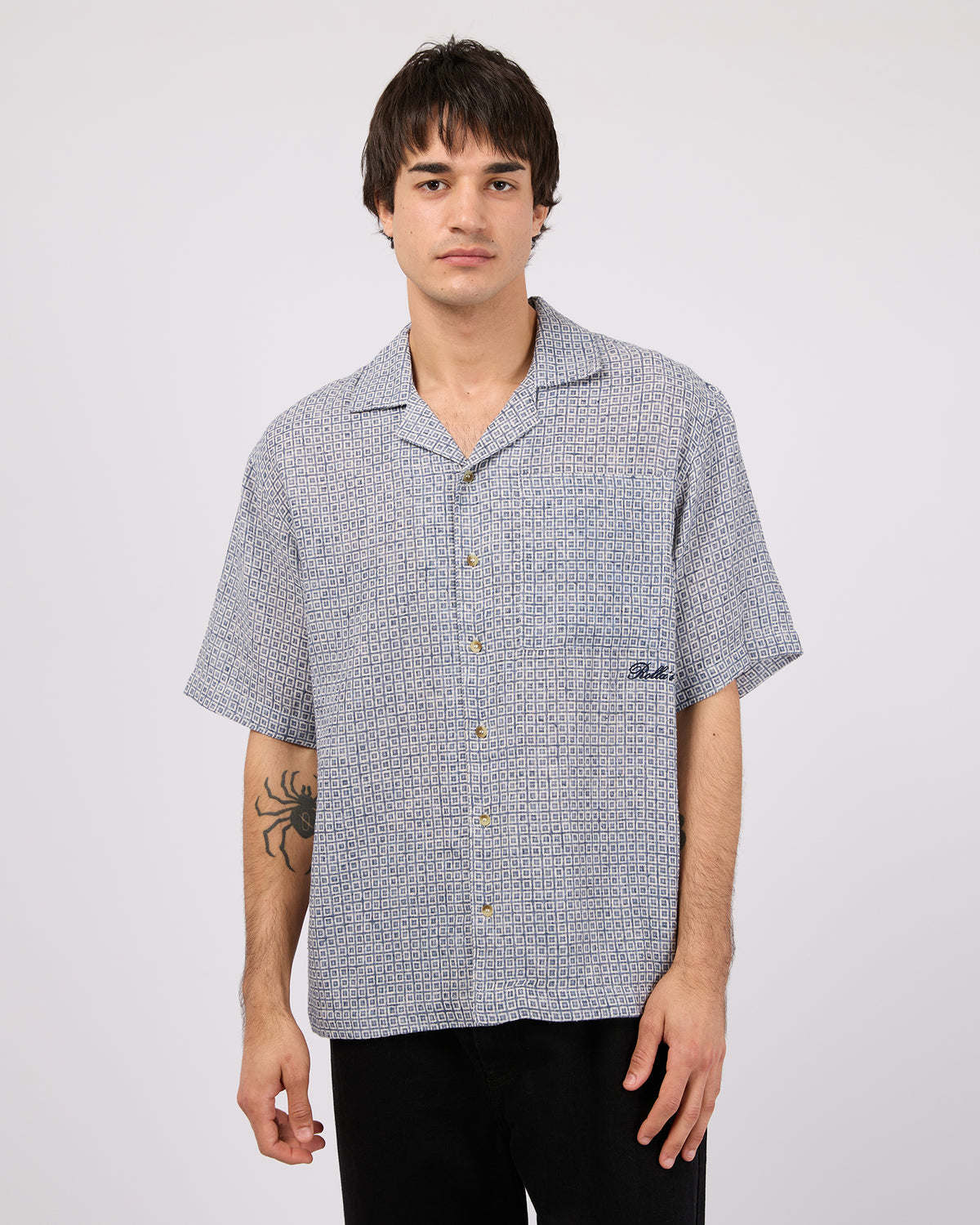 Pattern Bowler Shirt Blue