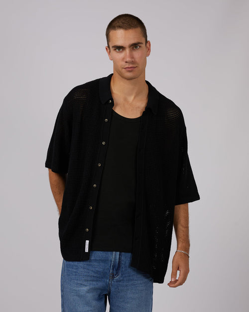 Silent Theory-Clement Knit Shirt Black-Edge Clothing