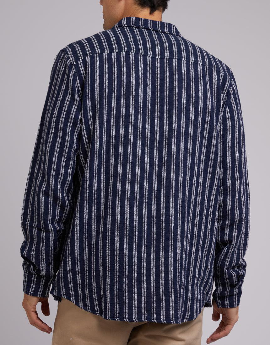 Silent Theory-Coen Shirt Navy Stripe-Edge Clothing