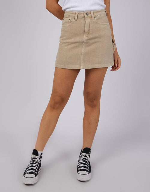 Silent Theory Ladies-Cargo Denim Skirt Beige-Edge Clothing