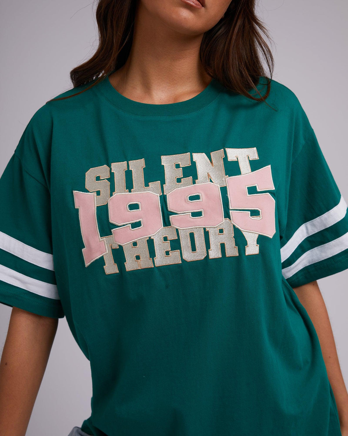 Silent Theory Ladies-Champion Tee Bottle Green-Edge Clothing