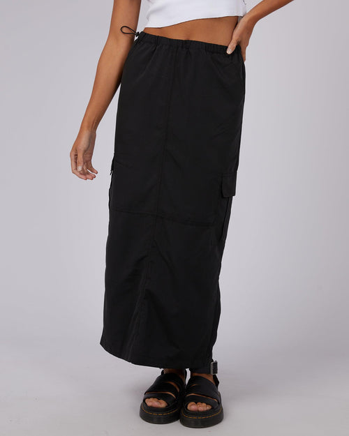 Silent Theory Ladies-Cruz Parachute Skirt Black-Edge Clothing