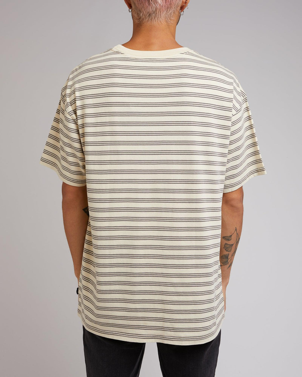 Silent Theory-Overdyed Stripe Tee Tan-Edge Clothing