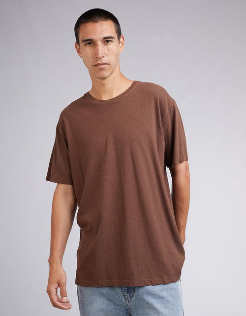 Silent Theory-Standard Fit Linen Tee Chocolate-Edge Clothing