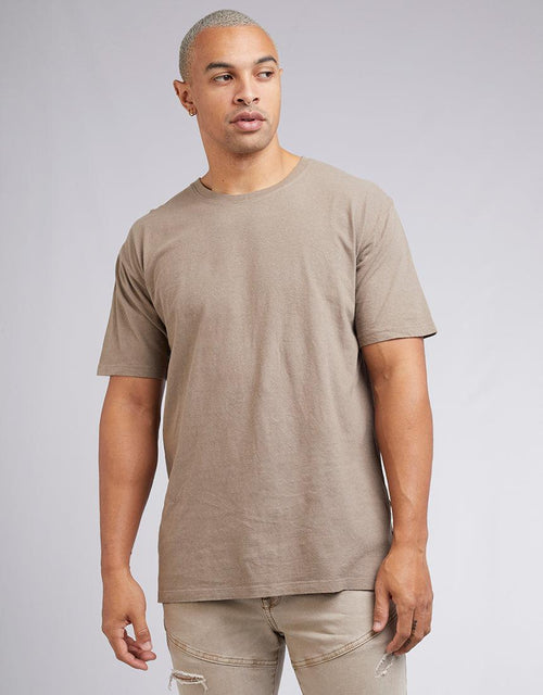 Silent Theory-Standard Fit Linen Tee Tan-Edge Clothing