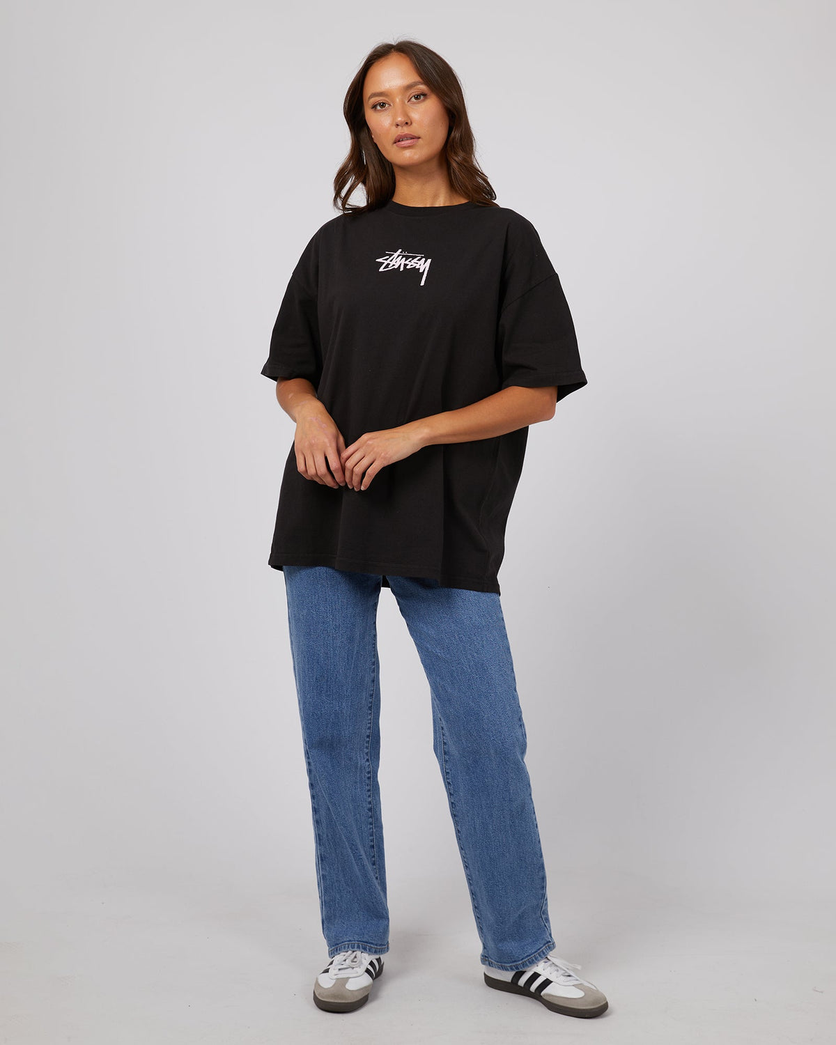 Stussy-Stock Stars Relaxed Tee Pigment Black-Edge Clothing
