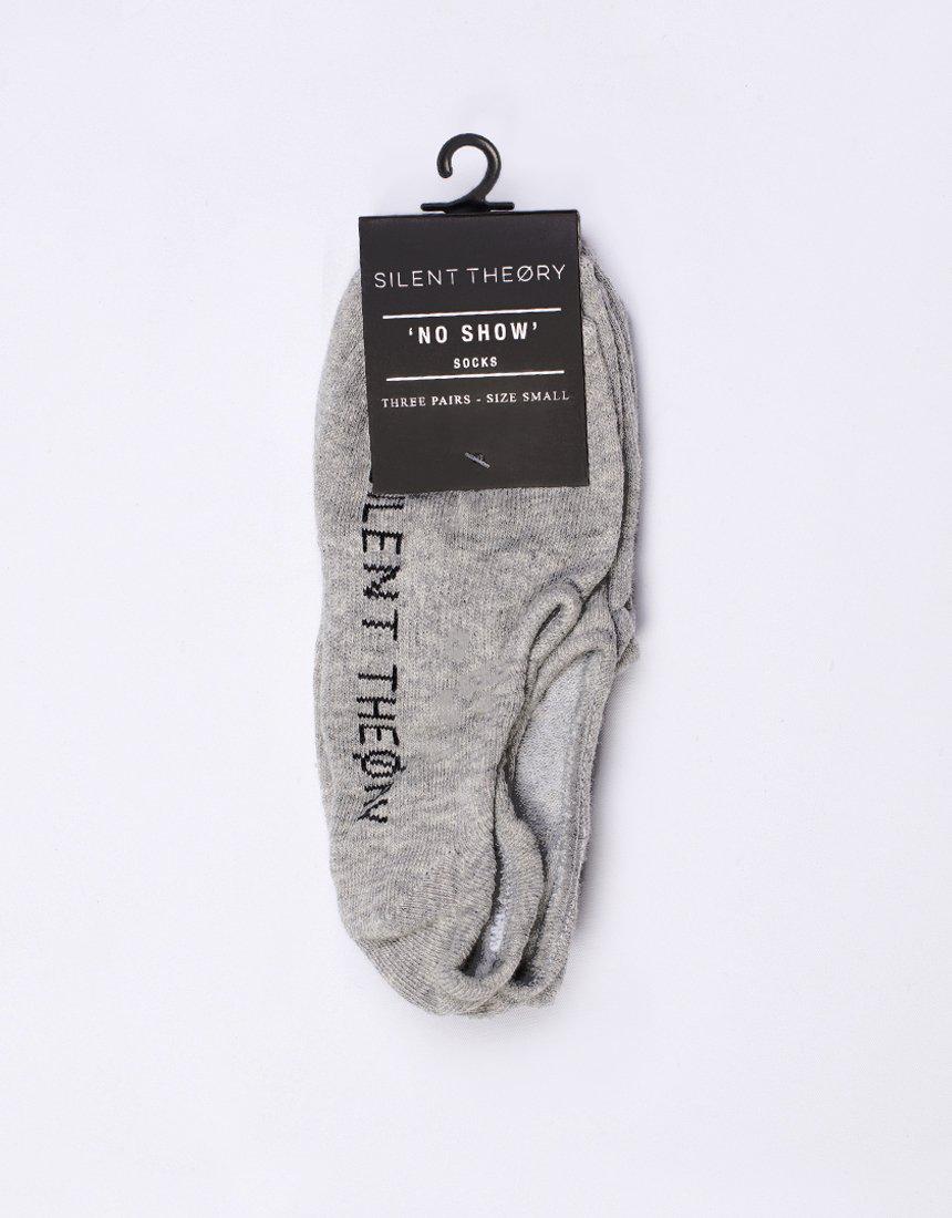 Silent No Show Sock 3 Pack Grey Marle
