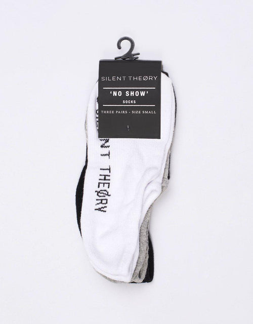 Silent No Show Sock 3 Pack White, Grey & Black