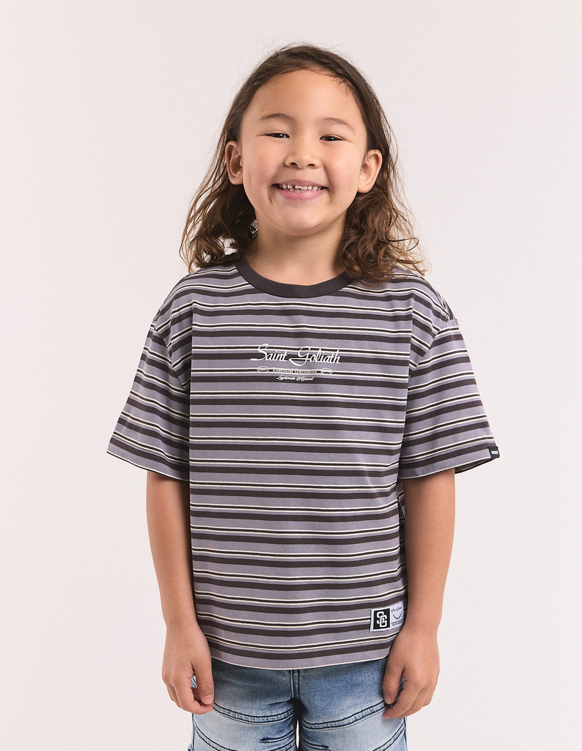Kids Stripe Ringer Tee Black