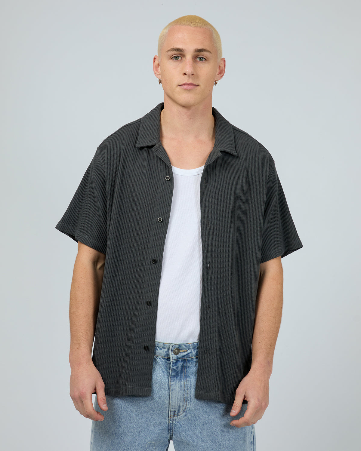 Session Waffle Ss Shirt Charcoal