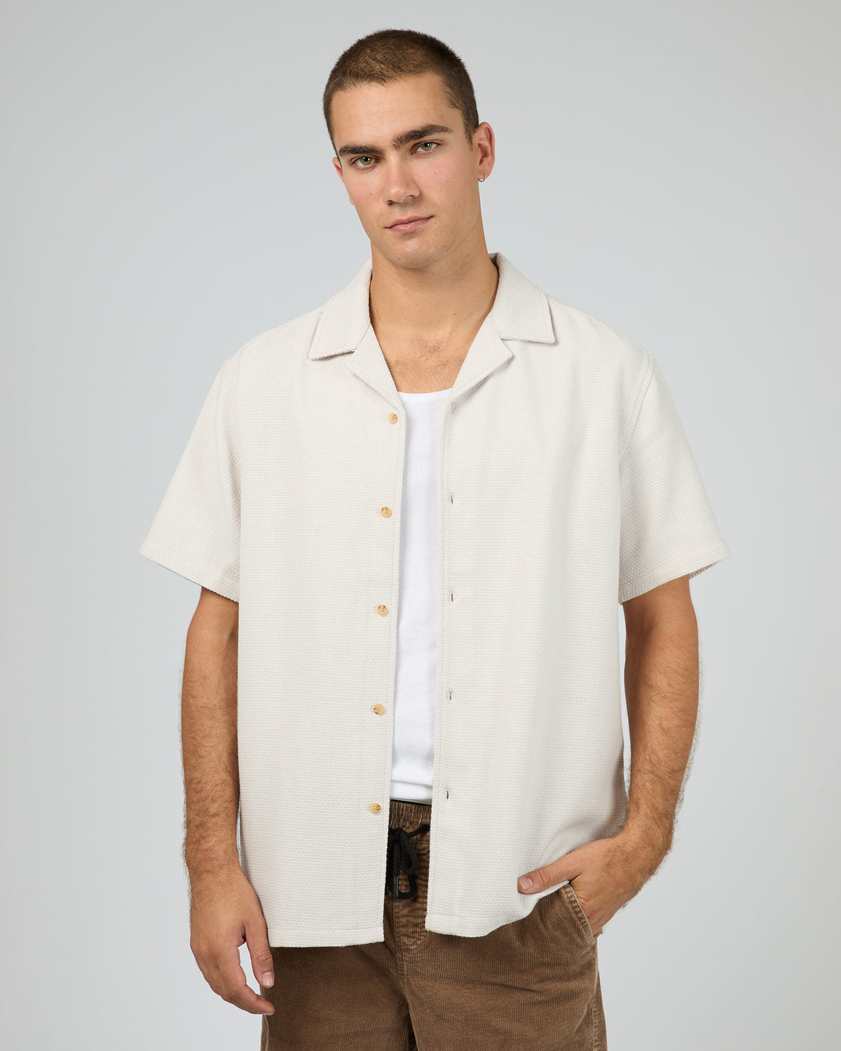 Vacay Textured Short Sleeve Shirt Natural