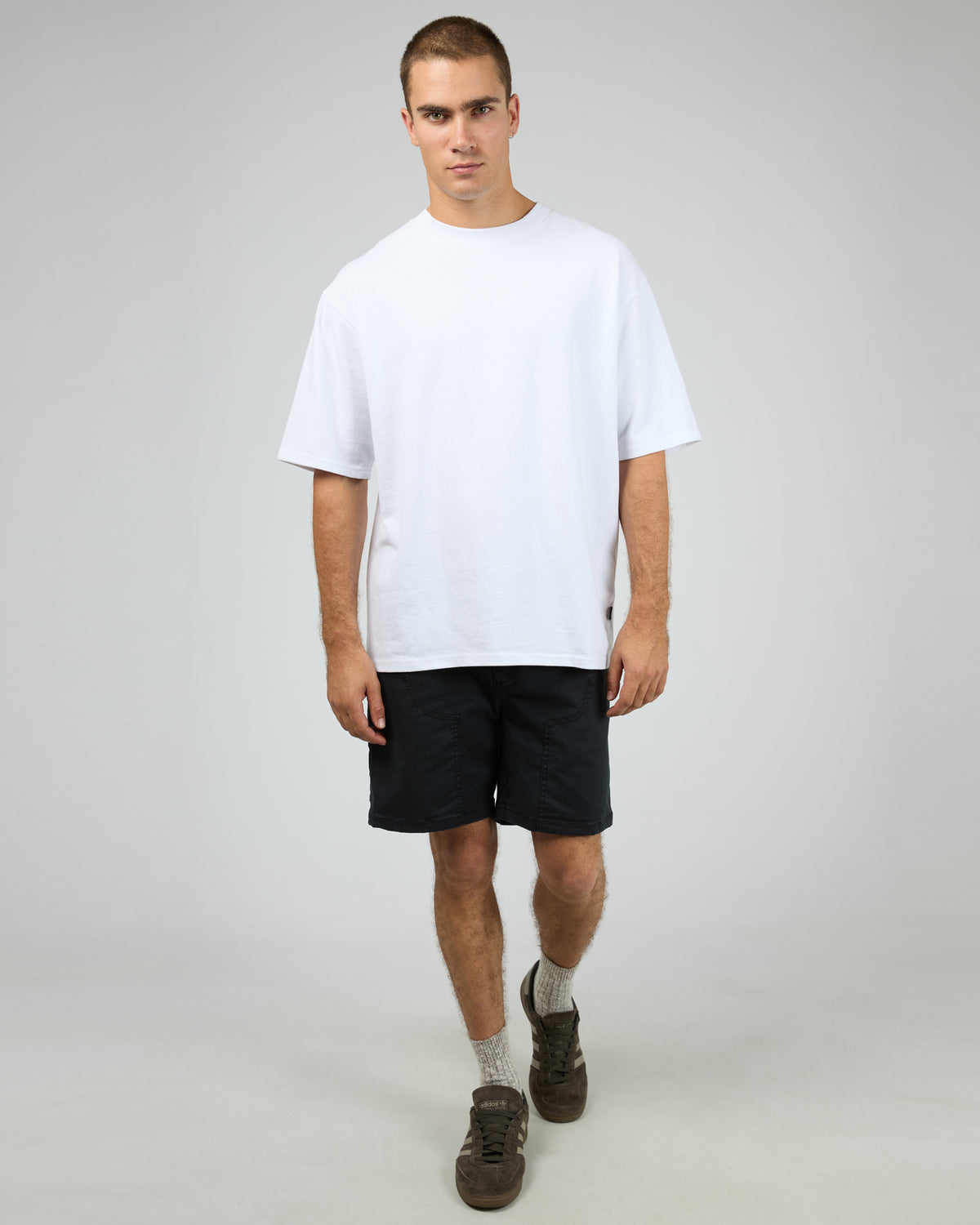 Elastic Waist Carpenter Short Washed Black