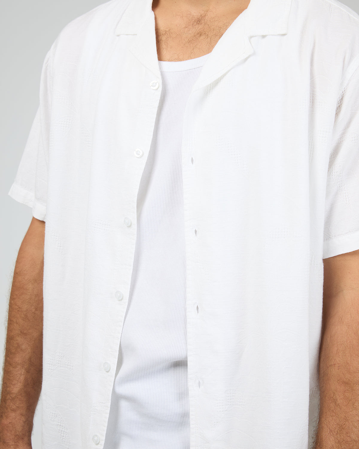 Foliage Short Sleeve Shirt White