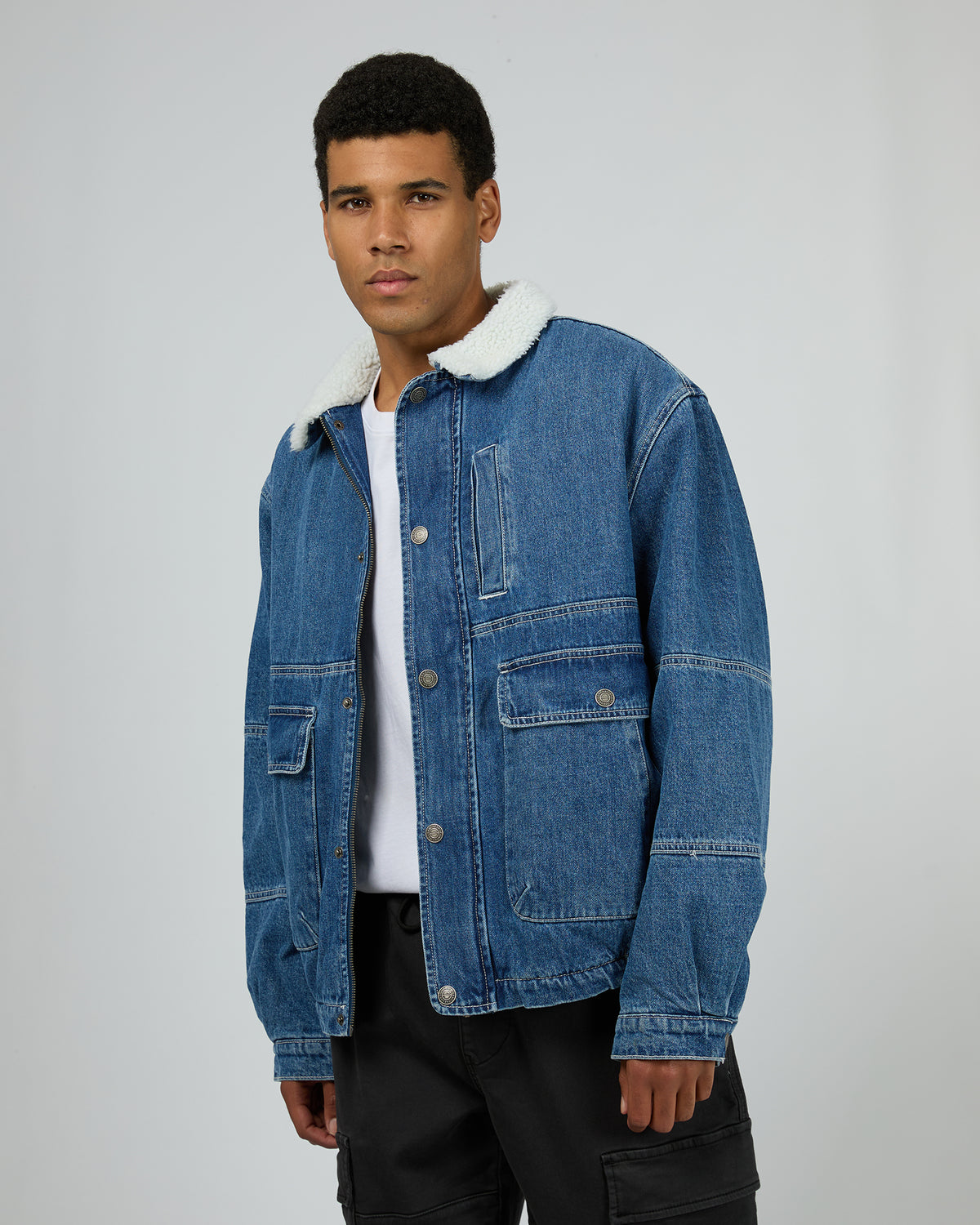 Harry Sherpa Jacket Blue