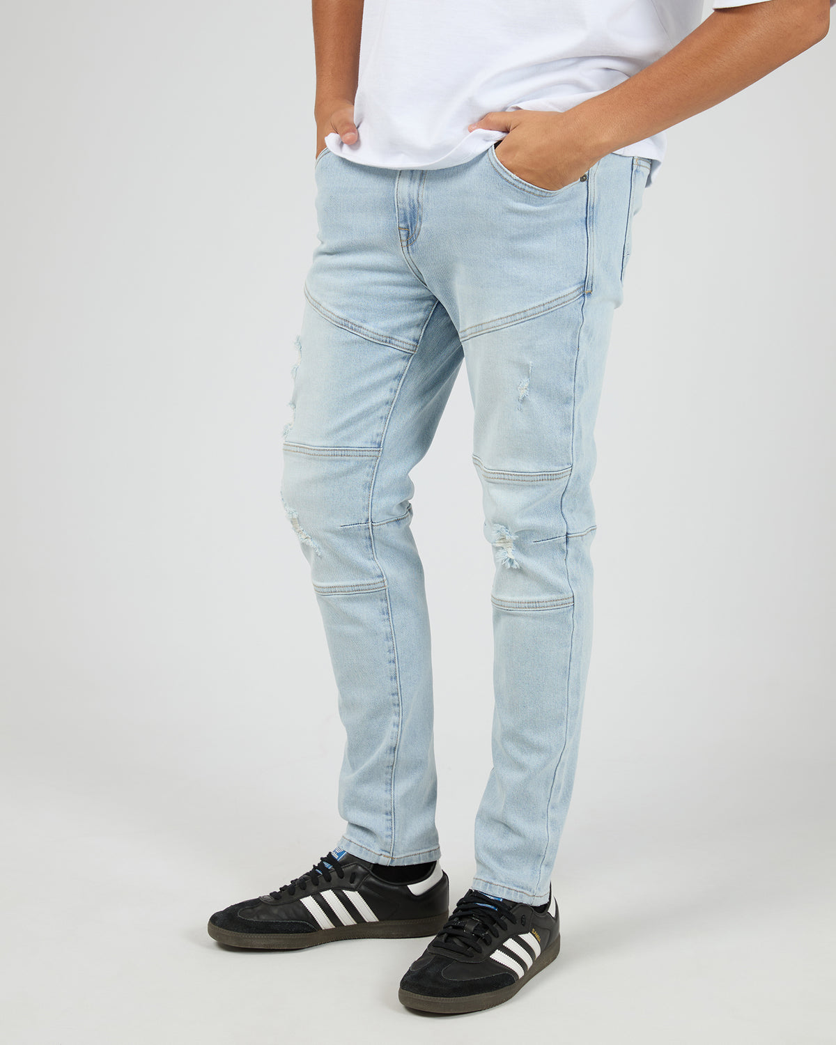Soho Jean Pannelled Slim Fit Bleached Blue