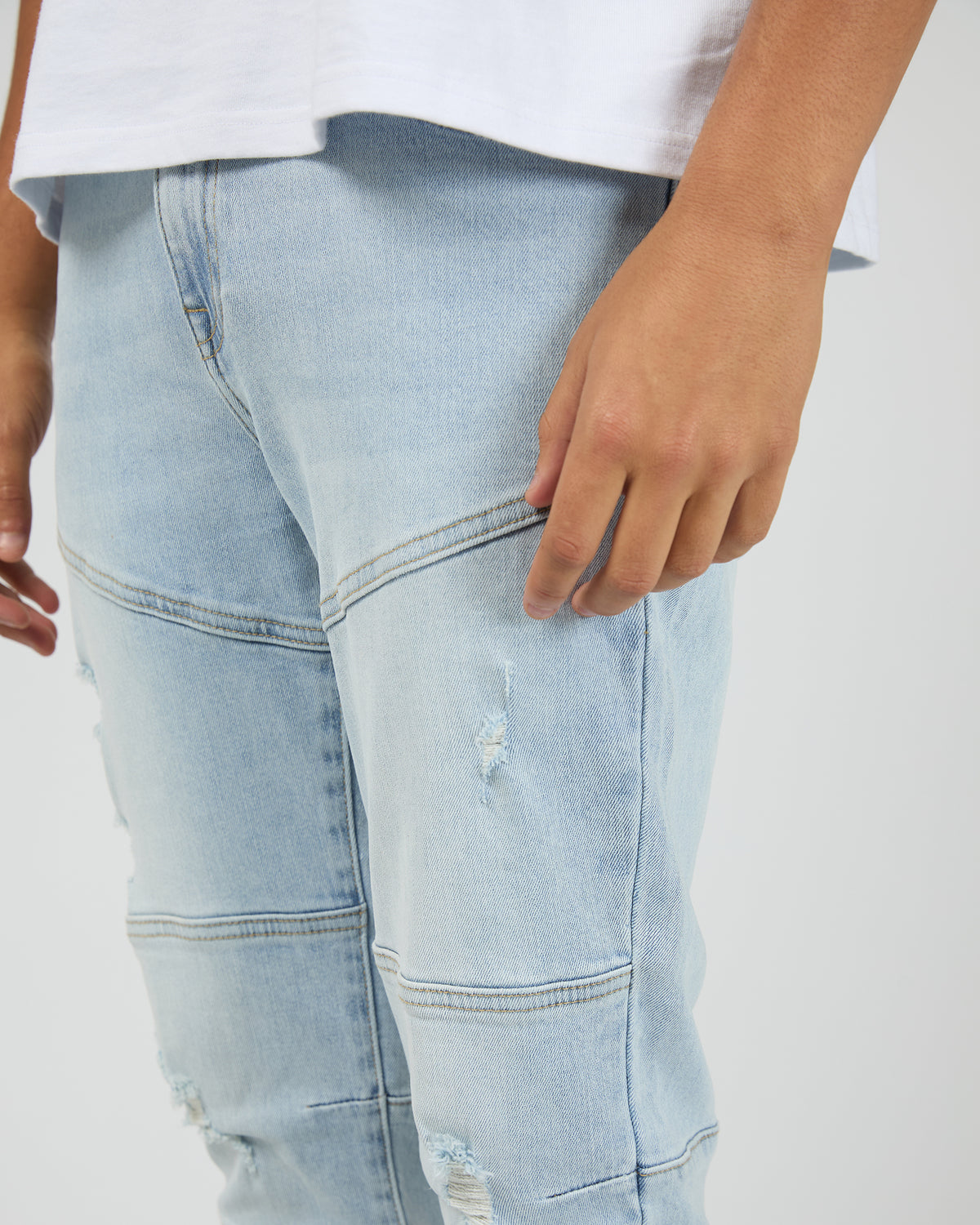 Soho Jean Pannelled Slim Fit Bleached Blue