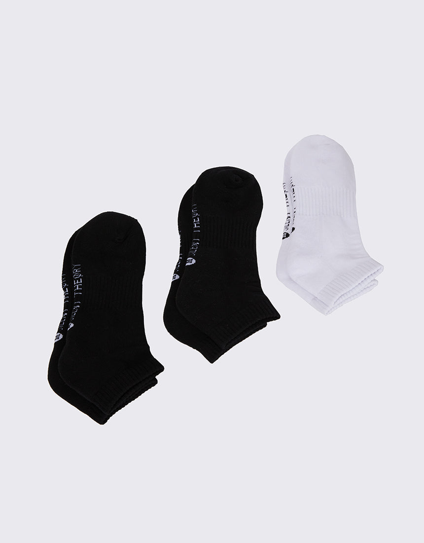 3 Pack Ankle Sock Black, Black &amp; White