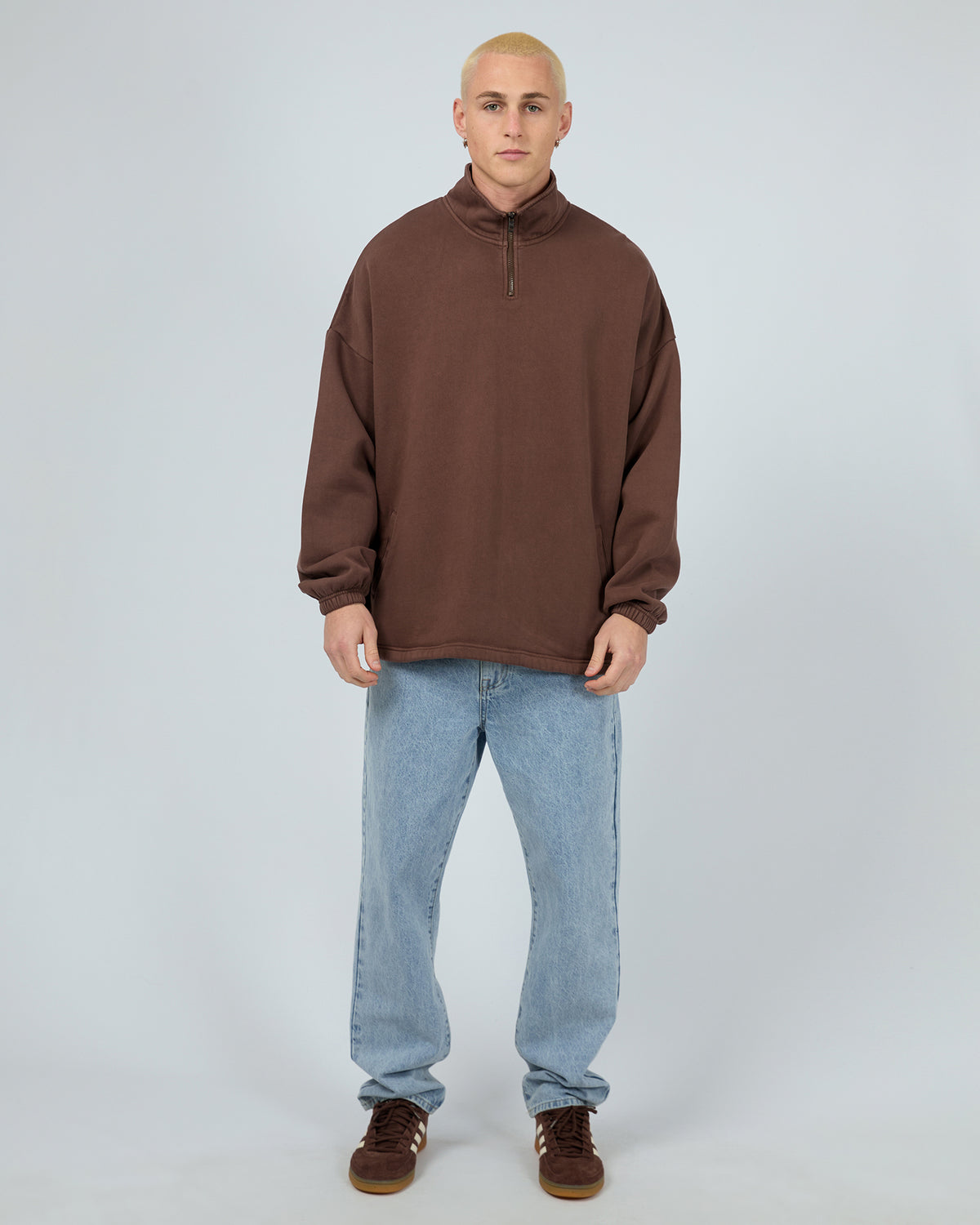 Oversized 1/4 Zip Jumper Chocolate