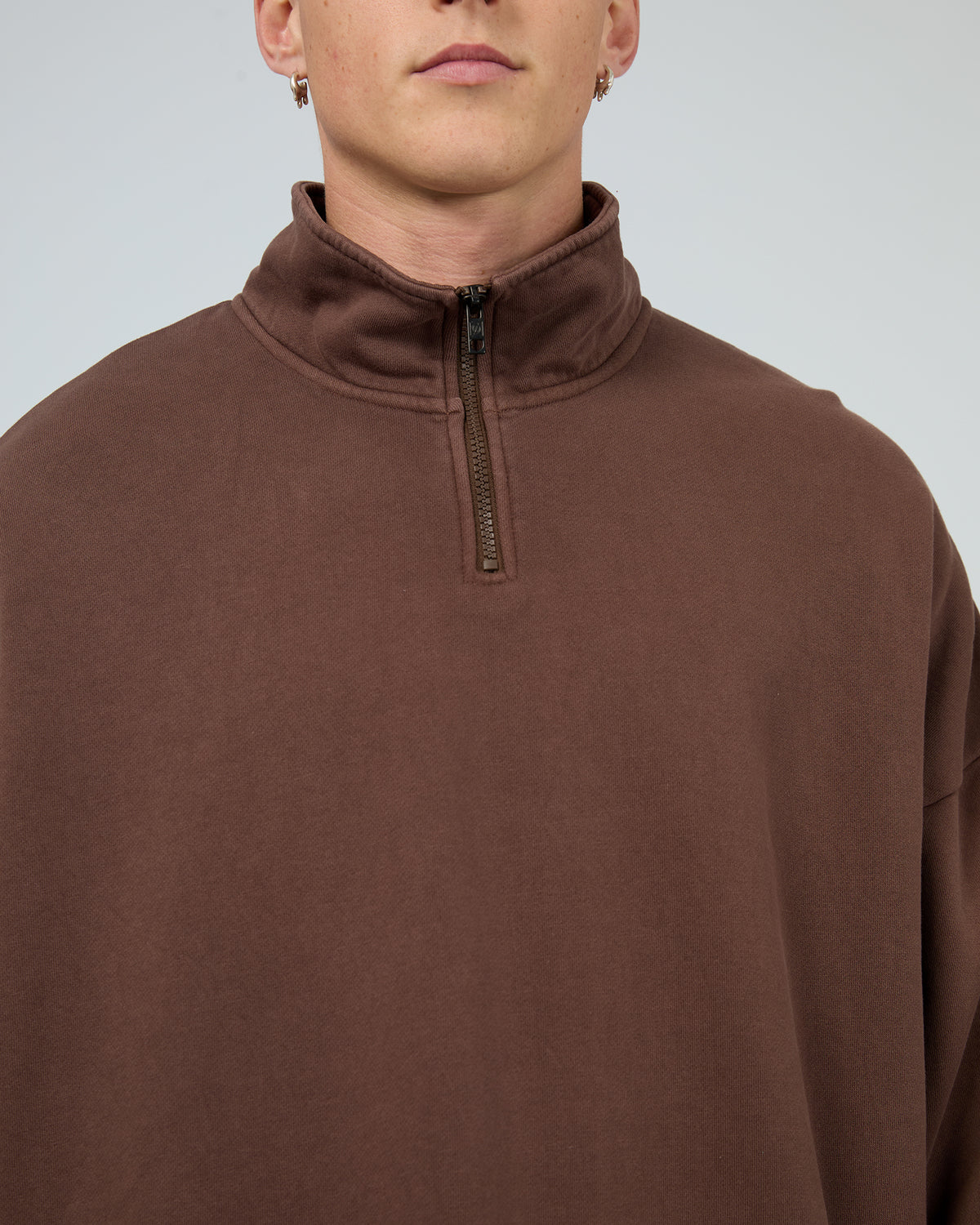 Oversized 1/4 Zip Jumper Chocolate