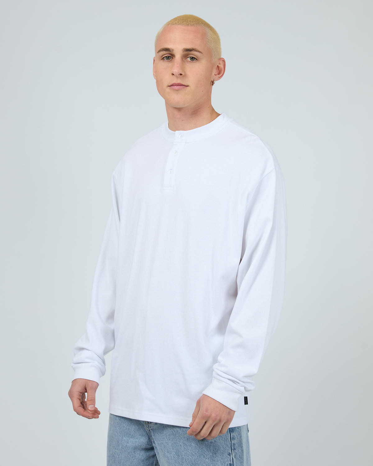 Henley Long Sleeve Top White