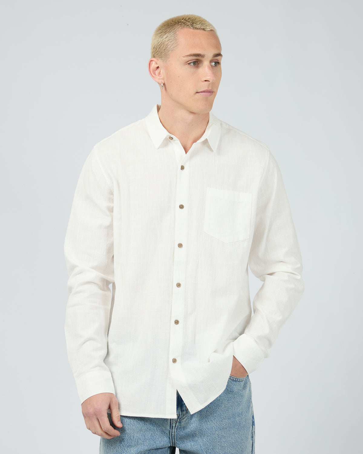 Texture Ls Shirt White