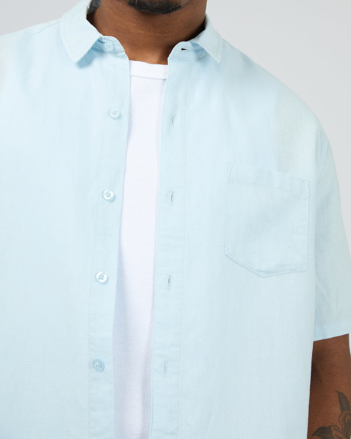 Linen Short Sleeve Shirt II Pale Blue