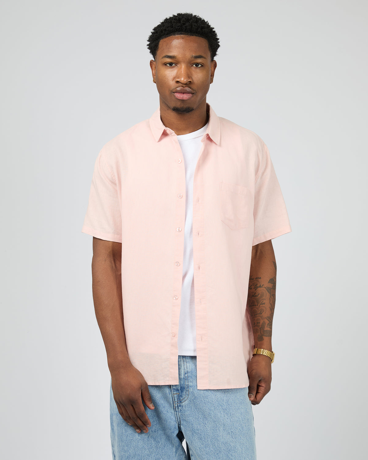 Linen Short Sleeve Shirt II Pink