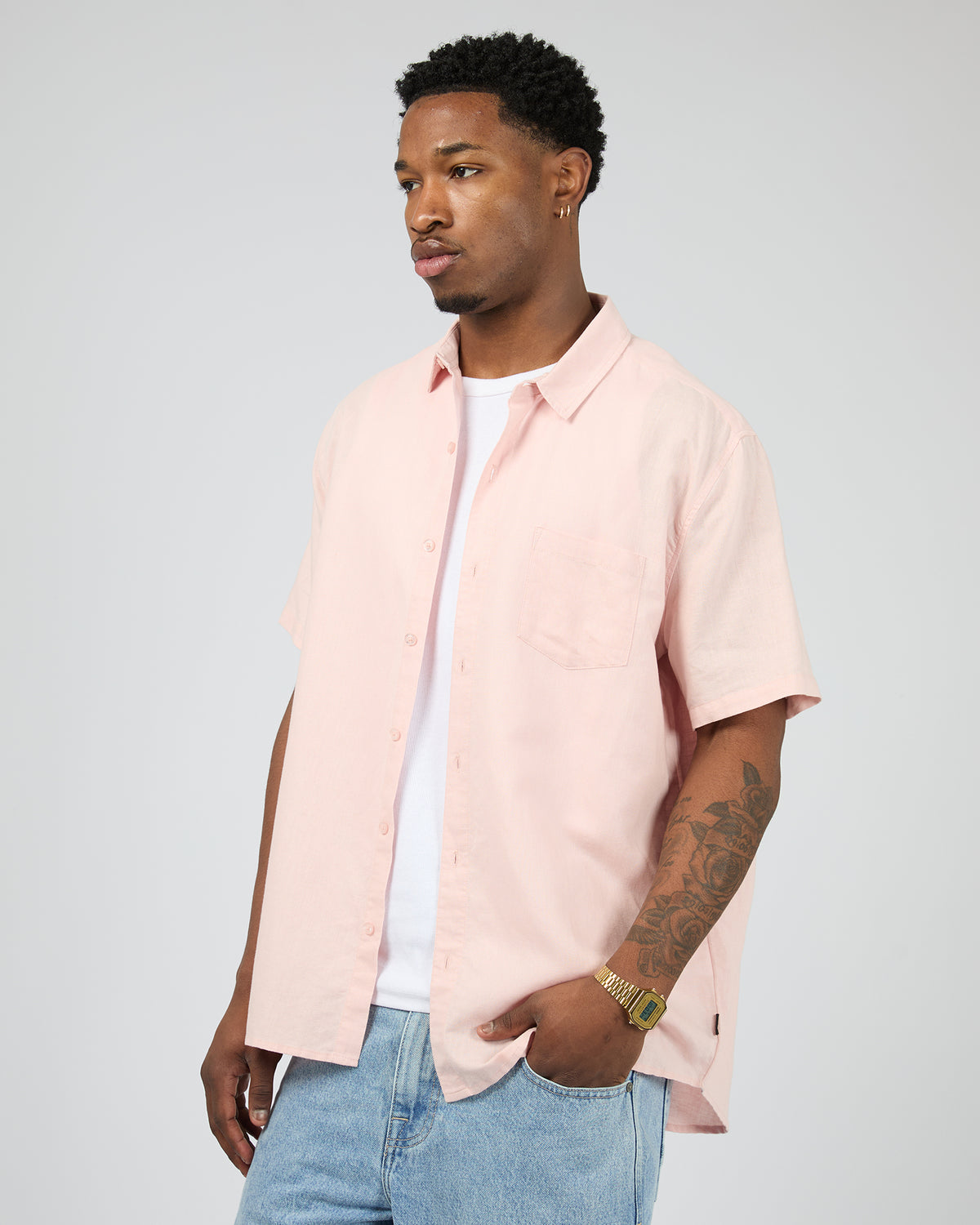 Linen Short Sleeve Shirt II Pink