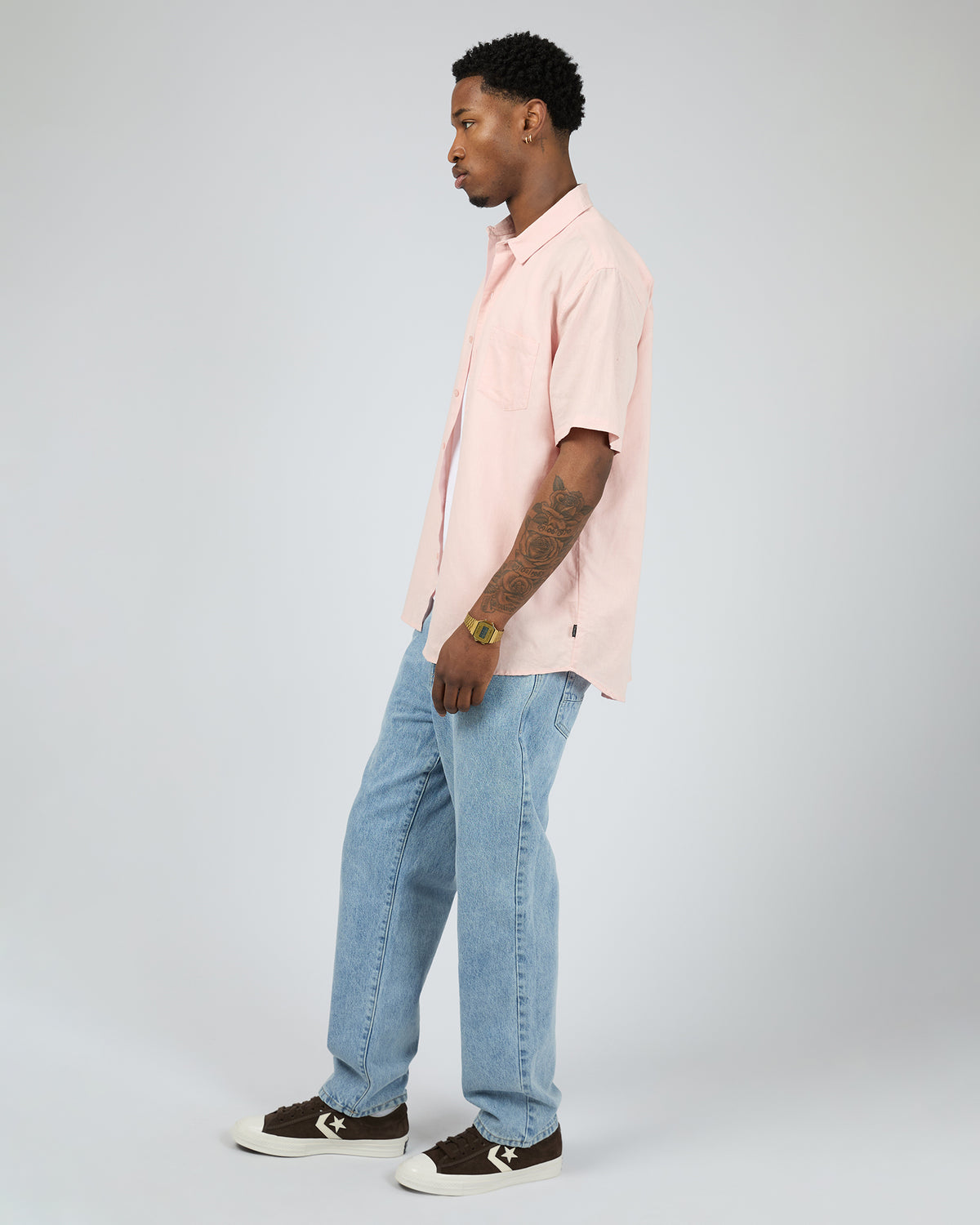 Linen Short Sleeve Shirt II Pink