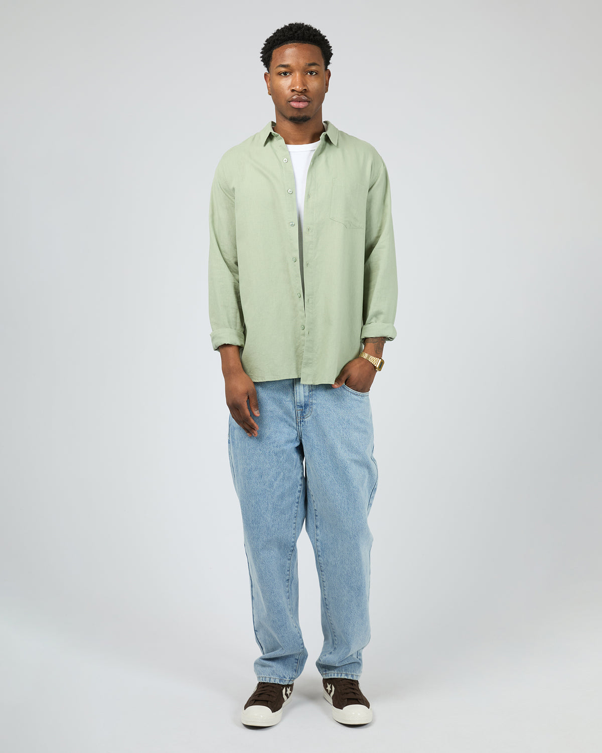 Linen Long Sleeve Shirt II Sage