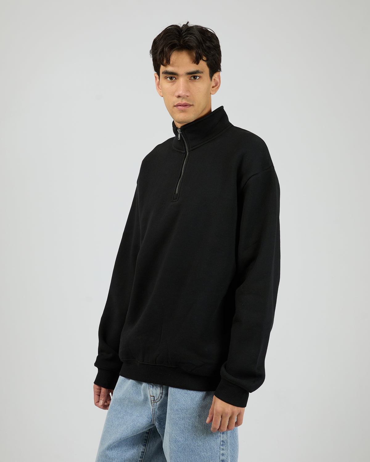 Quarter Zip Jumper Black