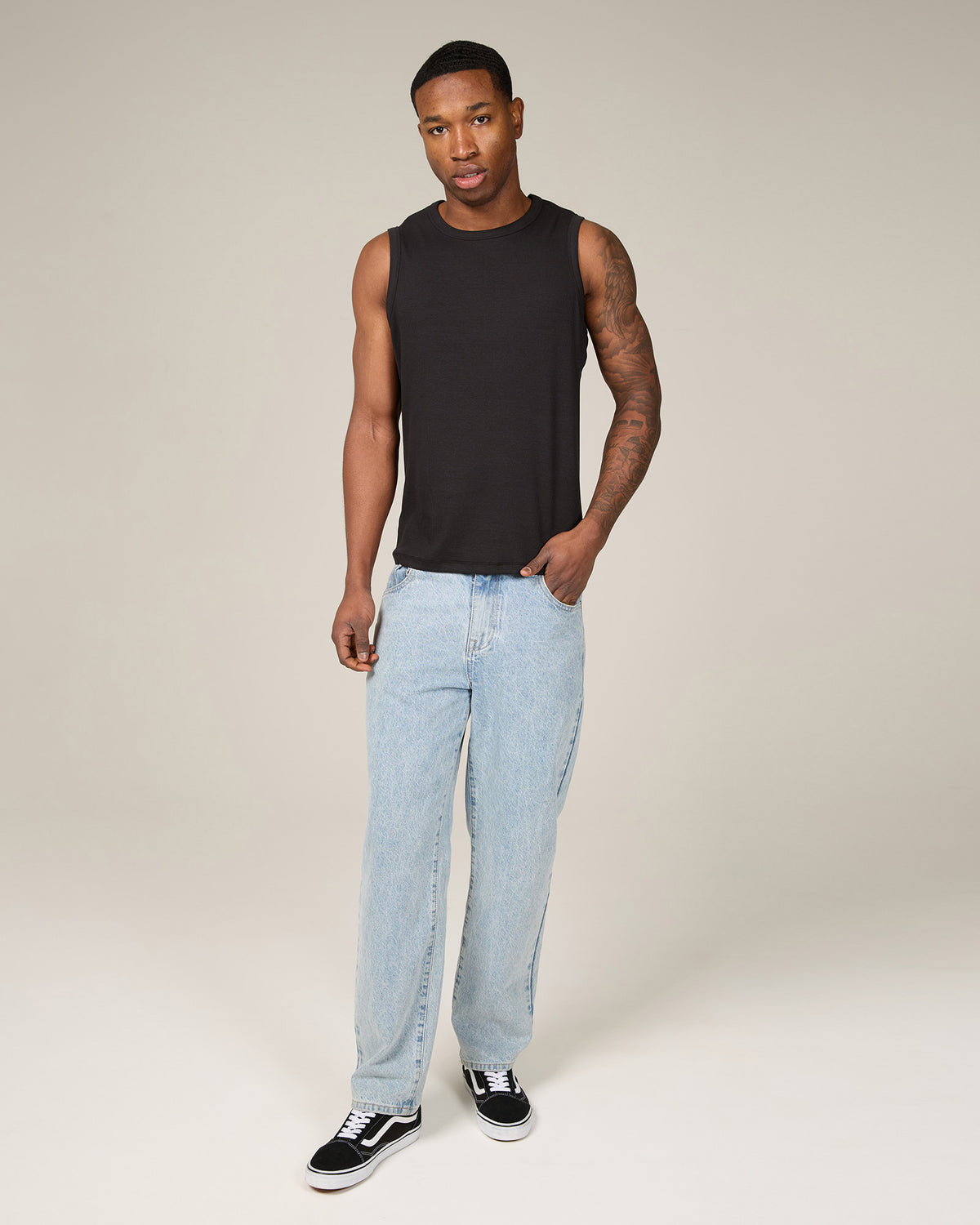 Fitted Rib Tank Black