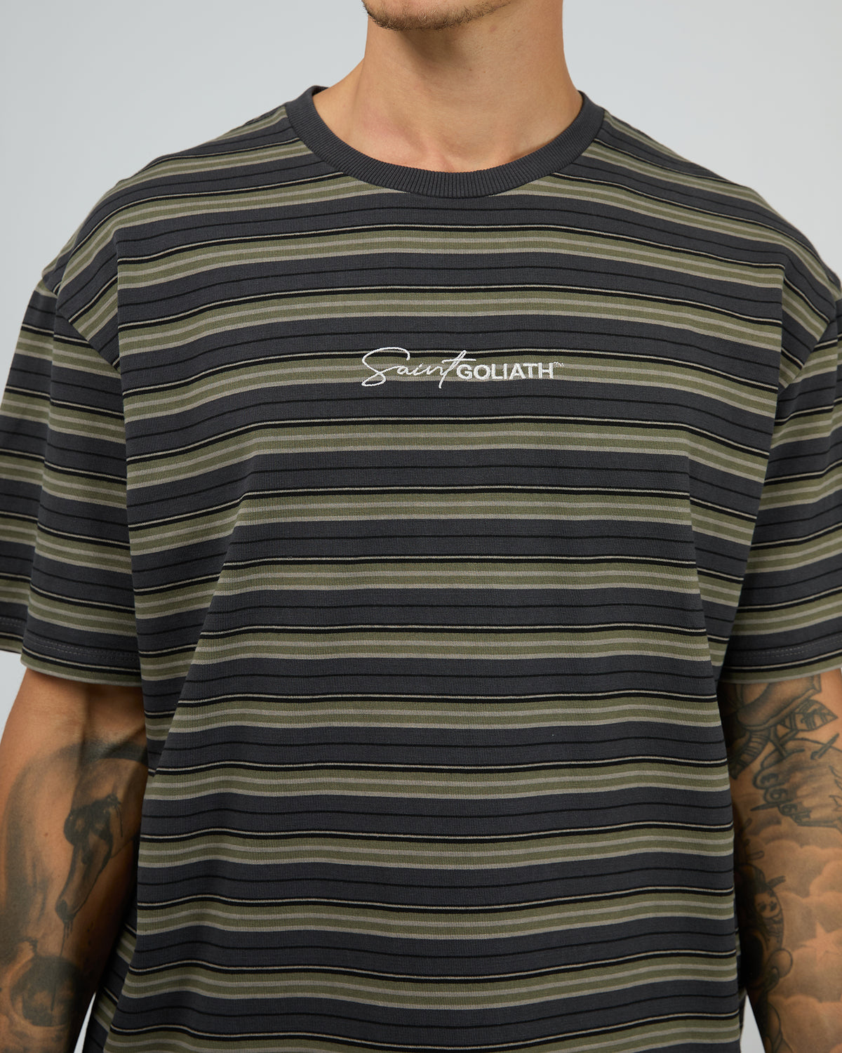Brooks Stripe Tee Steel Blue