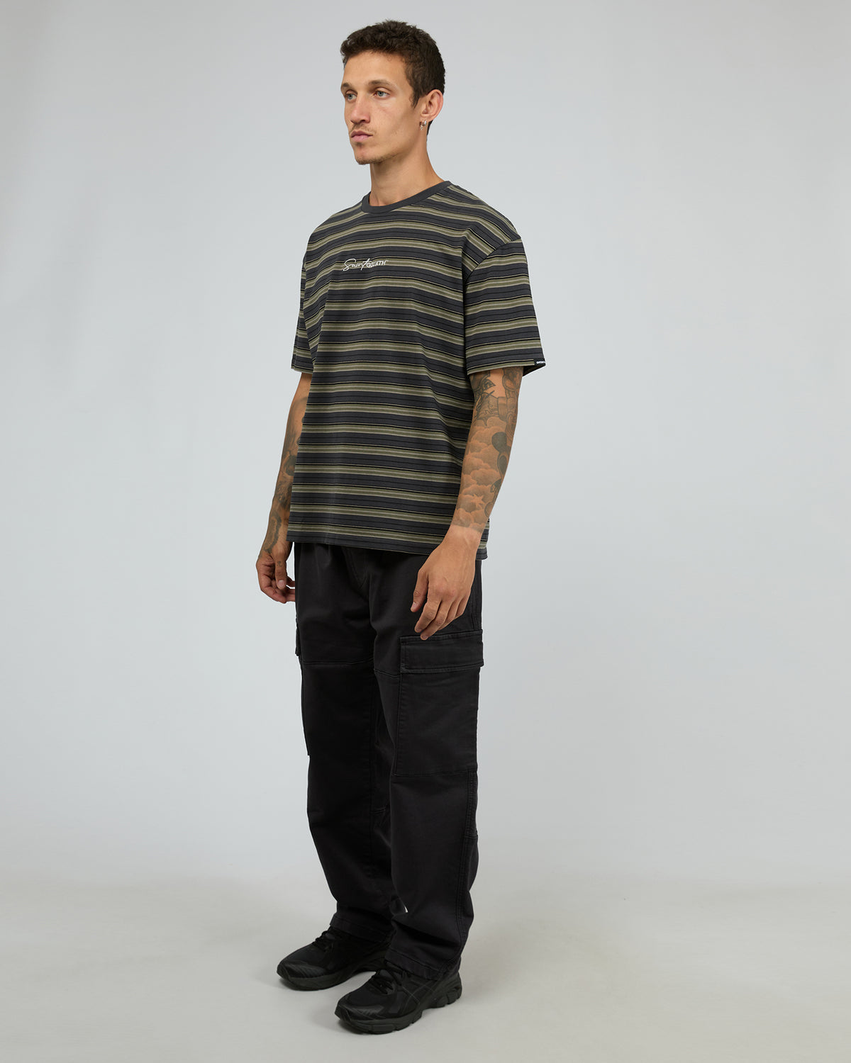 Brooks Stripe Tee Steel Blue