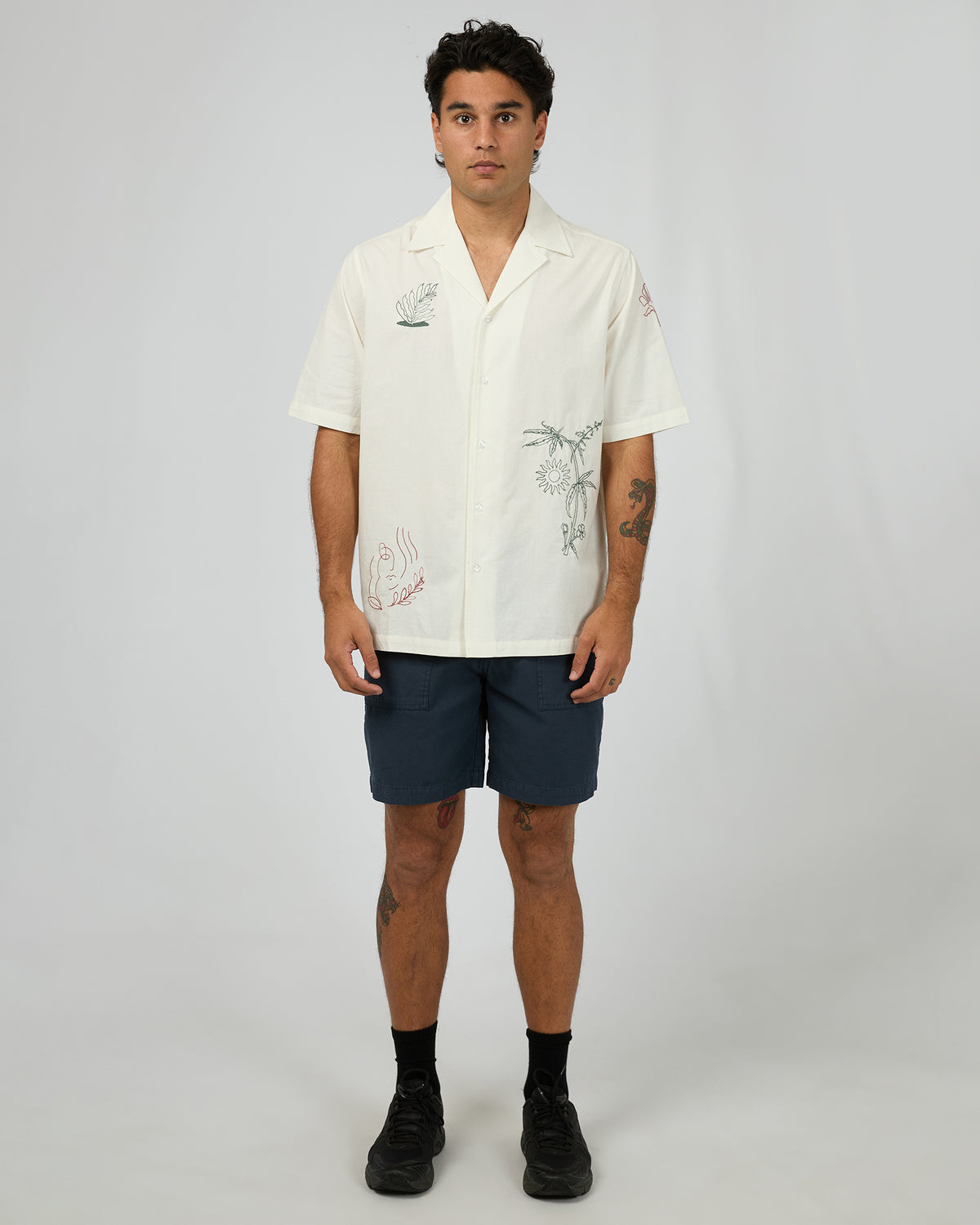 Athens Embroidered Shirt Vintage White