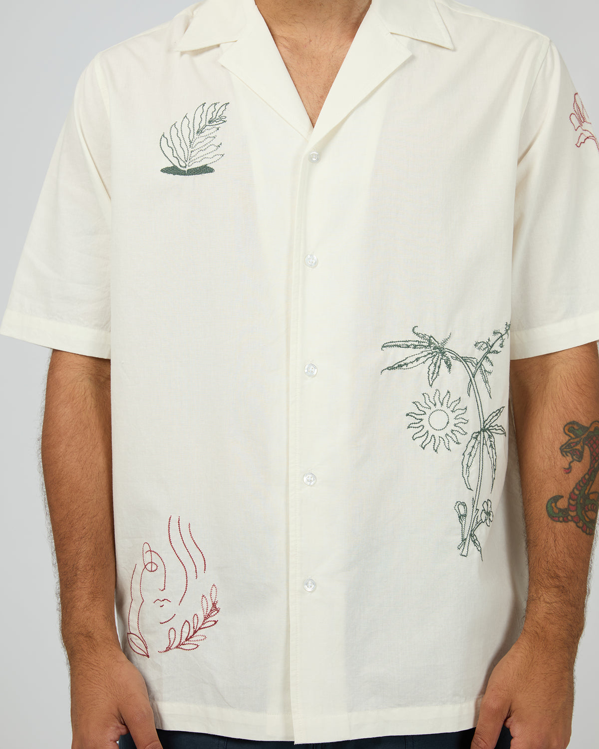 Athens Embroidered Shirt Vintage White