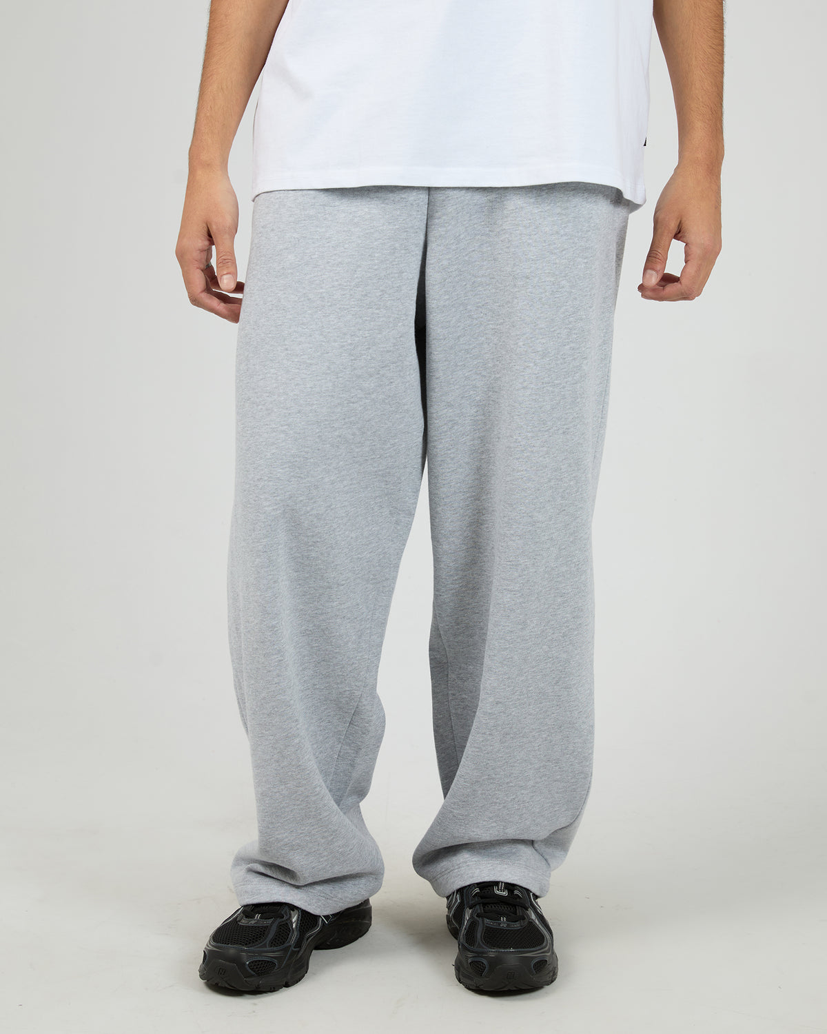 Wide Leg Trackpant Grey Marle